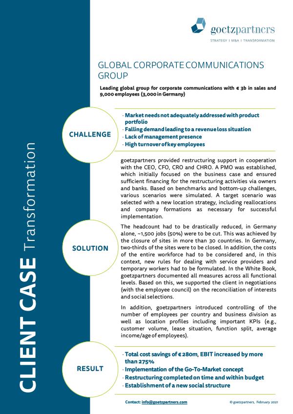 Client case: Global corporate communications group