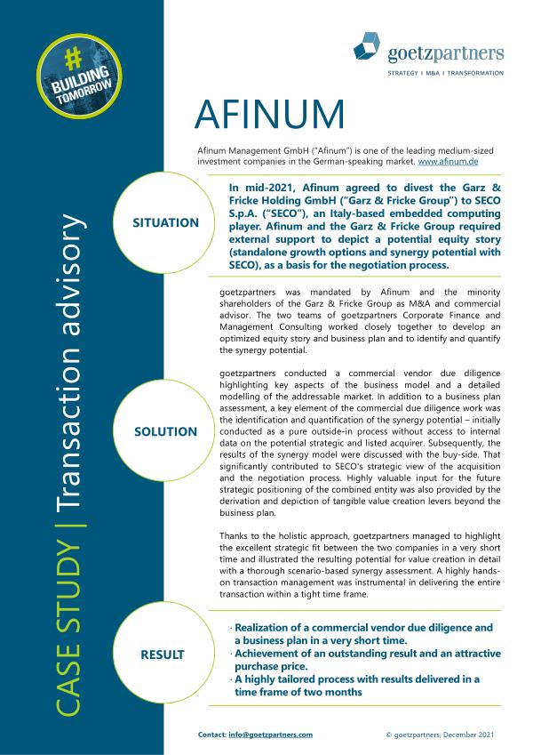 Client Case: Afinum Management