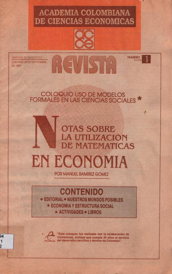 Revista Academia colombiana de Ciencias Económicas Revista ACCE #01