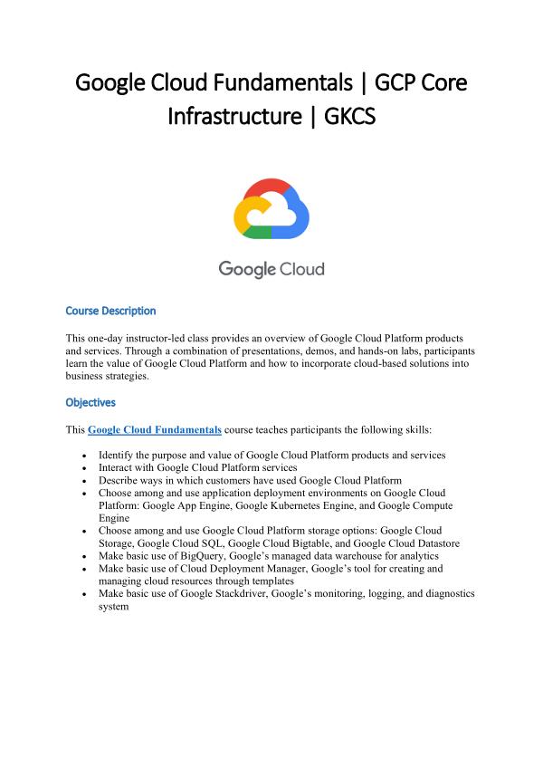 Google Cloud Fundamentals |GCP Core Infrastructure June 2021