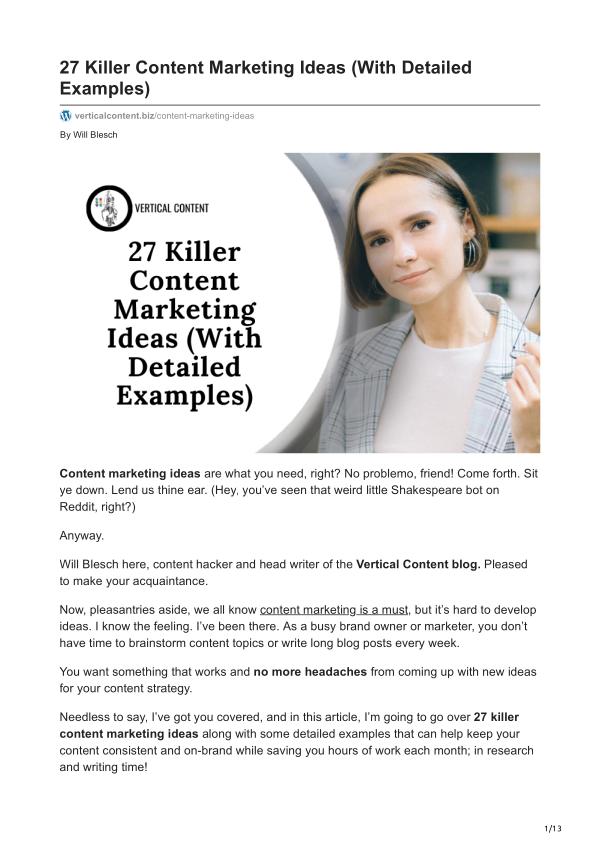 27 Killer Content Marketing Ideas 27 Killer Content Marketing Ideas